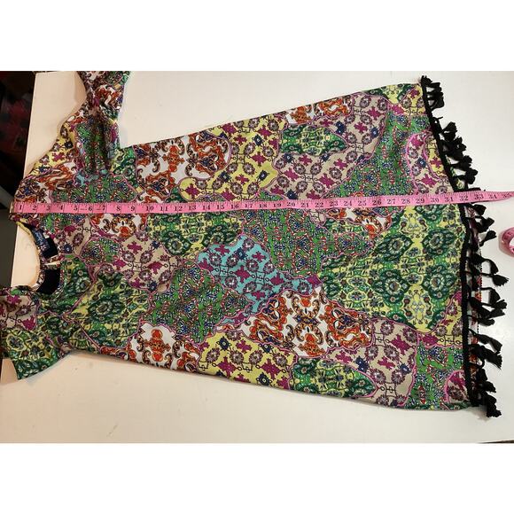 Truly Me By Sara Sara Big Girls Size 14 Fringe Bottom Dress Multi Color Boho - Picture 5 of 7